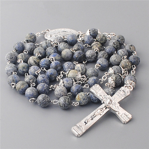 Prezzo Scontato Articoli Religiosi Cattolici Gioielli Placcati Argento Collane <span class=keywords><strong>Rosario</strong></span> 8mm Perle di Pietra <span class=keywords><strong>Collana</strong></span> <span class=keywords><strong>Catena</strong></span> del <span class=keywords><strong>Rosario</strong></span> - Product Image 4