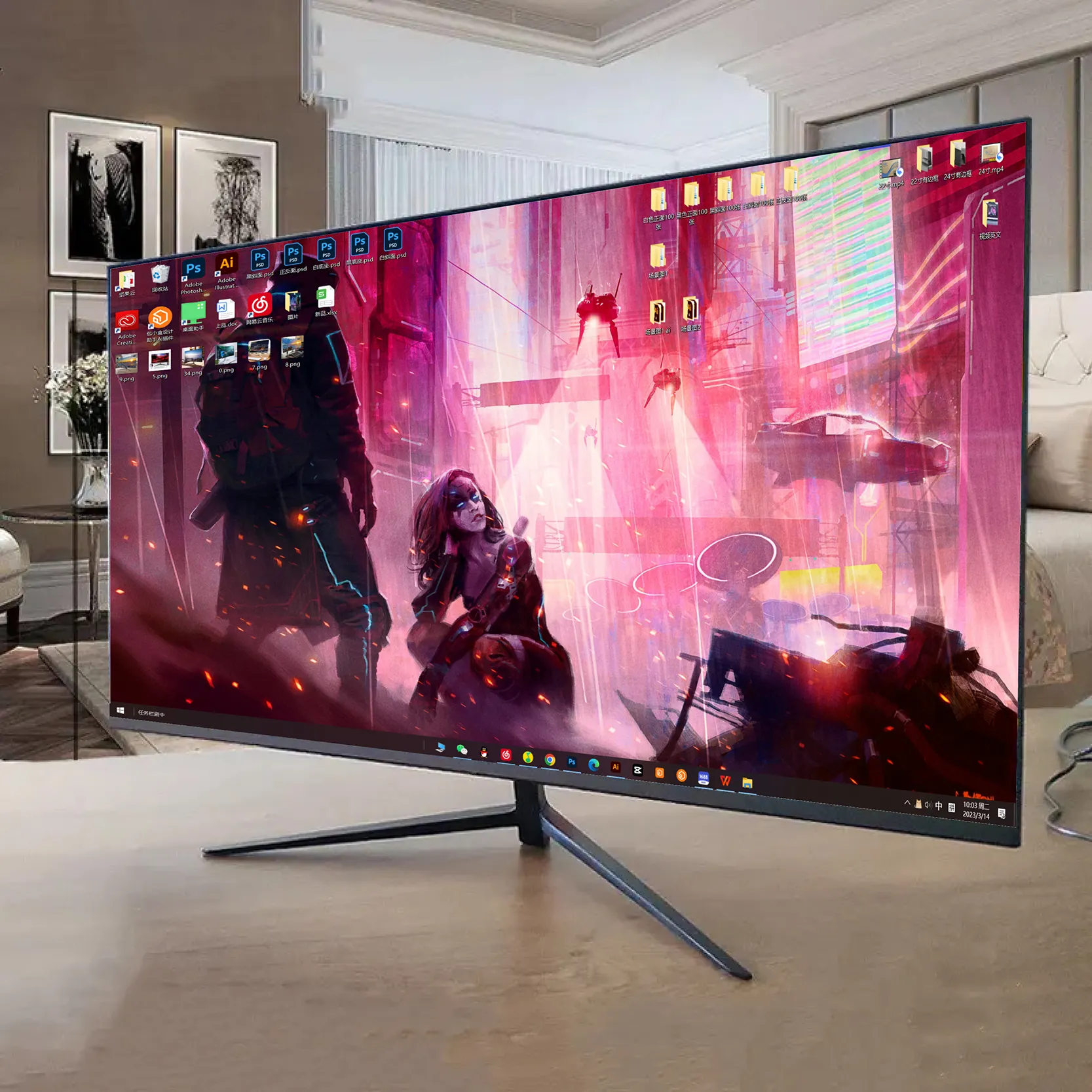 Office Slimหน้าจอโลโก้ที่กําหนดเองหน้าจอ 32 นิ้ว 4K 120Hz Monitor 32 นิ้ว 165Hz สําหรับเกม Curve PC 27 4K คอมพิวเตอร์