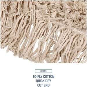 Boardwalk 1048 Mop Head Dust Cotton 48 X 3 <b>White</b> Rectangle Cleaning Equipment Manual Wrapping Plastic <b>Basket</b> Handle for Home Use - Product Image 6