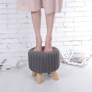 Children's <b>Stool</b> Solid Wood 30x30cm Knitted <b>Cover</b> Scandinavian Design Durable Kids Chair - Product Image 2