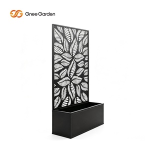 Gnee Garden Metal Planter Box with Leaf Pattern Eco-Friendly Powder Coated Rust Resistant Outdoor Modern Plant <b>Stand</b> - Product Image 4