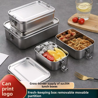 Boîte à lunch bento en acier inoxydable étanche avec 2 compartiments pour adultes - Emballage alimentaire durable et écologique pour la préparation des repas
