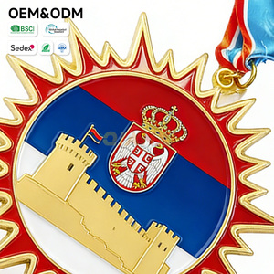 Medalla de Viaje Personalizada de <span class=keywords><strong>Rumania</strong></span>, Castillo Medieval, Rosa Blanca, Diseño de Bandera Nacional en Esmalte, Medalla de Recuerdo de Viaje con Cinta - Product Image 2