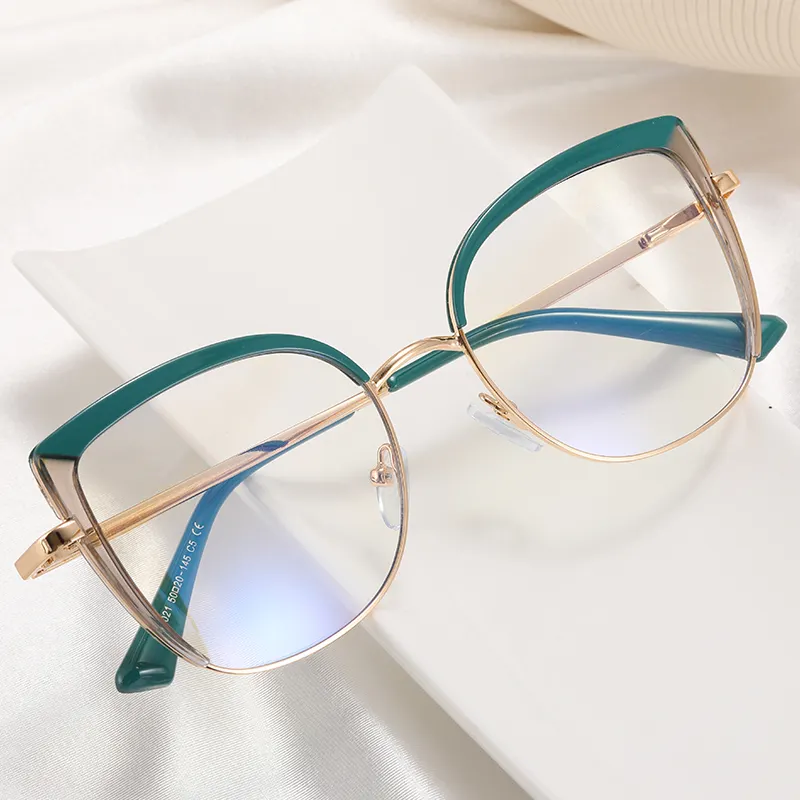 2023 Eyeglasses New Women's Metal Full Frame Glasses Stylish Bright Color Blue Blocking Glasses Frame