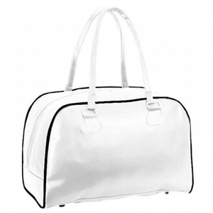 Borsa sportiva bianca con finiture nere e doppi manici per palestra o viaggi - Product Image 2