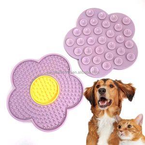 Produk Hewan Peliharaan Terbaik penjualan bunga matahari biru bentuk bunga aster persediaan hewan peliharaan kucing bantalan penjilat anjing pelat Lick silikon tikar untuk anjing - Product Image 4