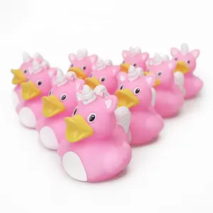 Bebek Karet Merah Muda Mini 2 Inci, Mainan Bebek Mandi Unicorn untuk Ulang Tahun Anak-anak