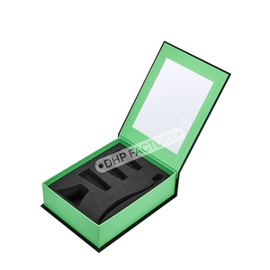 Black and Green High-end Customizable Rigid Cardboard Box with Magnetic Lid and Logo Print with Mirror - Product Image 5