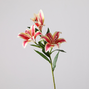 Cao cấp mới 3D nhỏ Lily mô phỏng hoa ánh sáng sang trọng trang trí nhà 3 đầu Lily trang trí đám cưới hoa nghệ thuật - Product Image 1