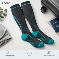 Chaussettes de compression de maternité confortables, couleur anthracite turquoise, compression graduée pour mollets, étiquette privée, commande personnalisée, approbation de la coupe
