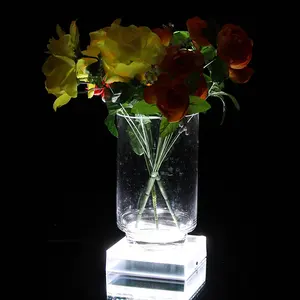 Base a LED a forma quadrata da 5 pollici per vaso/Base a luce bianca a 16 LED per centrotavola per matrimoni, Base per Display in cristallo