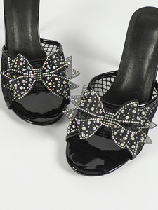 Sandales à talons hauts pour femmes et femmes, chaussures de luxe en maille et sable - Product Image 3