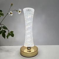 Lampe de table en cristal transfrontalière, décoration créative pour chambre à coucher, ornement de chevet, veilleuse d'ambiance rechargeable avec protection oculaire