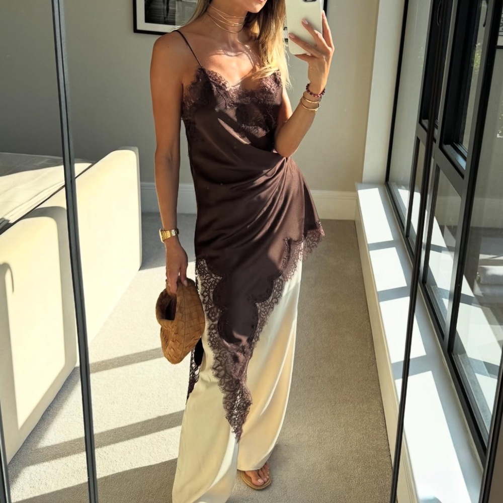 cos floaty asymmetric midi dress Samira Fuchsia Ruffle Detail Asymmetrical Cami Strap Midi Dress  Get That  Trend