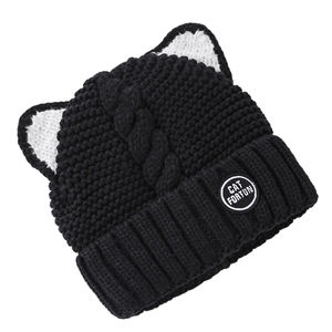 Neue Mode Tiktok Cute <span class=keywords><strong>Cat</strong></span> Ears Strick Toque Winter Beanie Hut für Frauen und Mädchen - Product Image 3