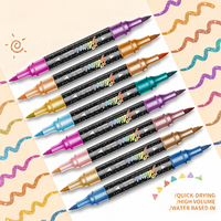12 Pastel Dual Dot Tip Coloriage Adulte Double Tête Coloré Acrylique Peinture Marqueur Stylo Ensemble Avec Pointe Extra Fine