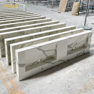 Modern bathroom solid surface sink artificial stone wash basin cabinet wall mounted rectangular sink