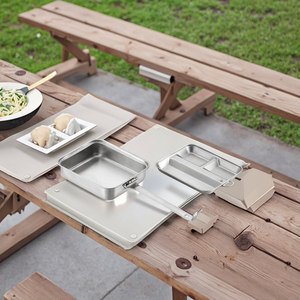 Boîte à repas portable en acier inoxydable SUS 304 robuste pour camping, vente en gros, directement de l'usine - Product Image 2