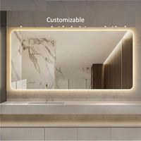 Espejo de Baño LED Moderno de 130x80cm, Retroiluminado, Montado en la Pared, Personalizable, Espejo Inteligente para Proyectos de Hoteles y Apartamentos