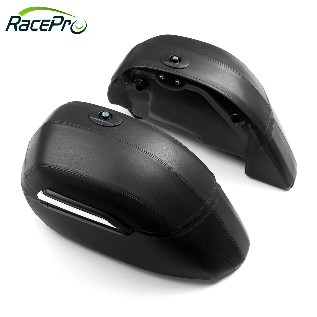 RACEPRO 오토바이 수하물 사이드 PU 가죽 Saddlebag 여행 가방 할리 데이비슨 스포츠 스터 하드 가방 Softail 슬림 Saddlebags