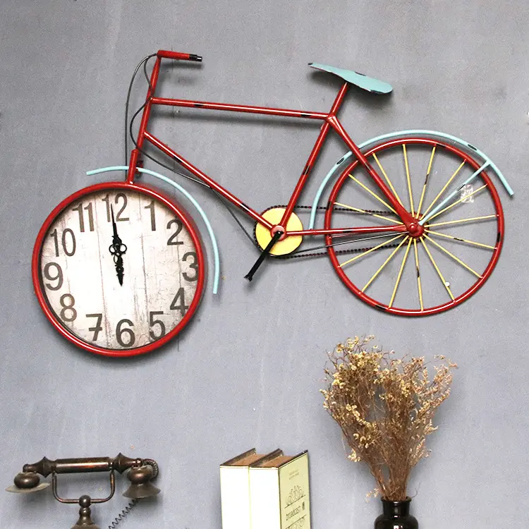 Di grandi dimensioni Creativo di Ferro Vecchio Retrò Bicicletta Silenziosa Orologio Home Cafe Bar Decorazione Della Decorazione Della Parete