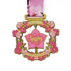 Spring Season Runtropical Flower Spinning Silver-Plated Zinc Alloy Souvenir MEDALS