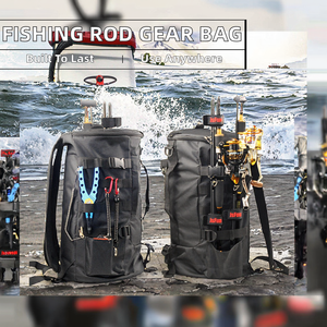 Sac à dos de pêche cylindrique imperméable en toile, portable, à double bandoulière, capacité 50L - Product Image 2