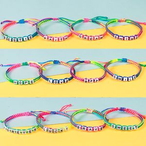Pulseras de la Amistad Tejidas a Mano con Cuentas de Letras Inspiradoras: ARDIENTE, FE, SONRÍE, AMOR. Regalo <span class=keywords><strong>para</strong></span> Mamá, Hermana. - Product Image 2