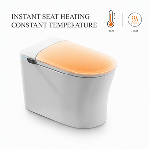 Inodoro Inteligente <span class=keywords><strong>de</strong></span> Una Pieza con Taza Alargada, Sifón en P Incluido, Agua Caliente Instantánea, Limpieza Automática, Tapa Automática, Asiento Calefactado, Luz Nocturna y Eliminación <span class=keywords><strong>de</strong></span> Olores - Product Image 2
