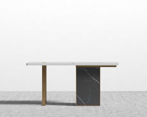 Factory Batch Italian Style Wood Slab Surface White Pc Desktop Table Marble Construction <b>Computer</b> <b>Desk</b> - Product Image 3