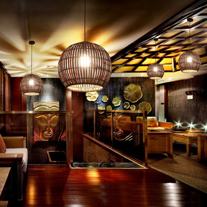 โคมไฟระย้าไม้ไผ่สไตล์จีนสมัยใหม่ทรงกลม E27 LED โคมไฟสำหรับโรงแรมและห้องน้ำชา - Product Image 1