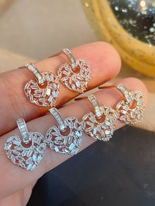 Pendientes de Corazón de Diamantes Naturales de Oro Sólido de 18K Xinfly, Calidad de Herencia AU750, Regalo Directo del Fabricante - Product Image 1