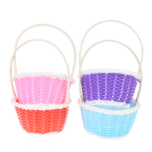 Wholesale Cute 1Pc DIY Handmade Round Storage Baskets Plastic Easter Egg Basket Easter Bunny Basket