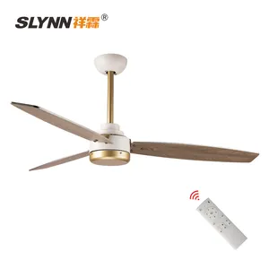 SLYNN Stylish European Simple Solid Wood 52 Inch 3 Blade Ceiling Fan With Remote Control