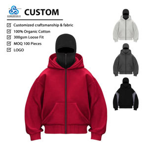 เสื้อฮู้ดซิปแบบมีฮู้ดบัลลาคลาวาในตัว ผ้าฟลีซ สไตล์เทคแวร์ฮาร์ดคอร์ พร้อมโลโก้แบบกำหนดเอง สำหรับสตรีทสไตล์ - Product Image 1