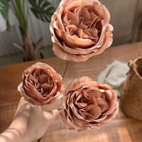 Fleurs artificielles en soie-3 têtes de colle Austin Rose Design pour Noël Saint Valentin Nouvel An Décorations Utilisation intérieure/extérieure