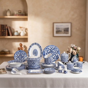 Vajilla de Porcelana Fina Ecológica de Lujo Minimalista con Diseño Floral, Apta para Lavavajillas, Portátil y Personalizable, Estilo Americano - Product Image 3