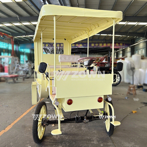 รถม้าชมวิวไฟฟ้าสุดหรูพร้อมหลังคาขนาดใหญ่ สีเหลือง สำหรับงานแต่งงาน - Product Image 1