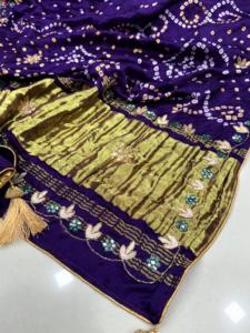 ผ้าไหม gaji manipuri ผ้าบันดานิอุของแท้พร้อมงานด้วยมือของ Gota Pati สวมใส่สบายๆ Saree ทุกฤดูกาล - Product Image 4