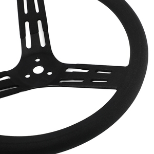 एल्यूमीनियम ऑटो रेसिंग कार 3 बोल्ट, 15 इंच की मोटी ग्रिप ड्रिफ्टिंग स्टीयरिंग व्हील ब्लैक स्पोक - Product Image 4