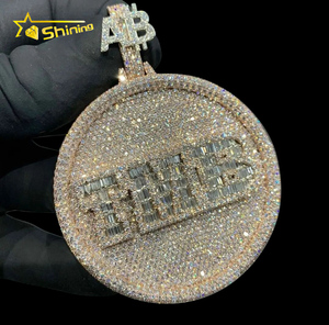 Bijoux pour hommes, testeur de diamants, plaqué or 14 carats, <span class=keywords><strong>argent</strong></span> 925, logo de lettre, chaîne hip-hop, chaîne personnalisée, <span class=keywords><strong>pendentif</strong></span> en moissanite VVS - Product Image 1