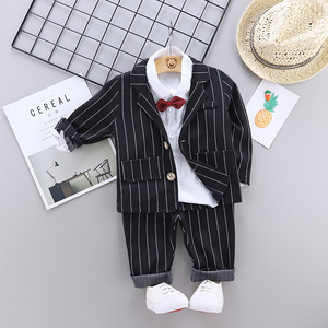 Smoking à manches longues OEM pour bébé garçon, <span class=keywords><strong>tenue</strong></span> de gentleman avec manteau à nœud papillon, costume pour garçons pour le <span class=keywords><strong>mariage</strong></span> - Product Image 5