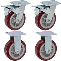 6 pouces, vente en gros, rouge, 360 °   Roues pivotantes industrielles robustes de 4 à 8 pouces, capacité de charge de 330 kg, en vente