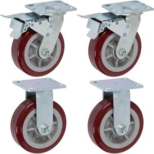 Venta al por Mayor de Lámparas LED Rojas de 6 Pulgadas 360 °   <span class=keywords><strong>Ruedas</strong></span> Giratorias Industriales de Alta Resistencia de 4-8 Pulgadas y 330 kg de Carga en Venta - Product Image 1