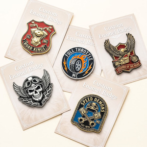 Pins métalliques personnalisés en alliage de zinc électroplaqué pour équipes de motards, club de motards, fraternité, avec logo émaillé rigide, pour membre - Product Image 1