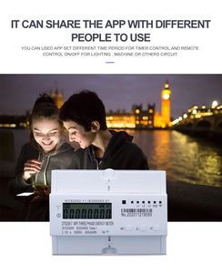 3フェーズ80A Tuya WIFIスマート双方向エネルギーメーター,パワー消費量モニターkWhメーター - Product Image 3