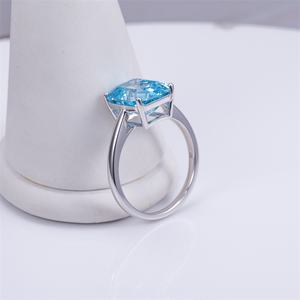 판타스틱 랩 재배 보석 보석 10*<span class=keywords><strong>12mm</strong></span> 에메랄드 컷 아쿠아 마린 링 18K 화이트 골드 결혼 약혼 반지 - Product Image 2