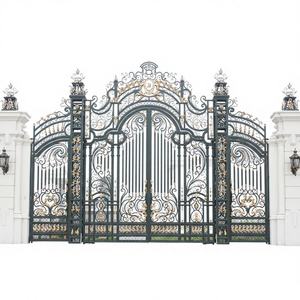 Portails d'entrée de luxe sur mesure en fer forgé, forgés à la main, galvanisés à chaud, antirouille, antivol, double porte pour villa - Product Image 1