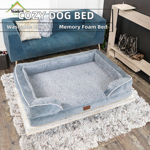 Cama ortopédica de terciopelo gris oscuro personalizada para perros cama mediana-grande para mascotas de espuma viscoelástica moda moderna para viajes al aire libre cama rectangular - Product Image 2