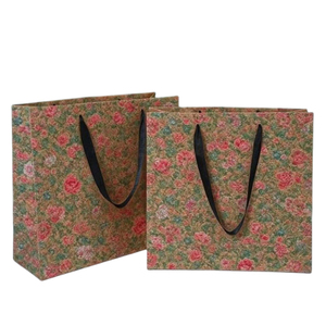 Bolsa de transporte de compras con asa trenzada de papel Kraft blanco y marrón con logotipo impreso - Product Image 3